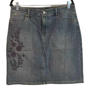 Women's‎ Talbots Floral Applique Denim Jean Skirt Size 10